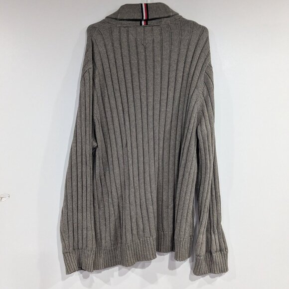 Tommy Hilfiger Collared Knit Cardigan Dark Beige Tan Size XL - Picture 3 of 6